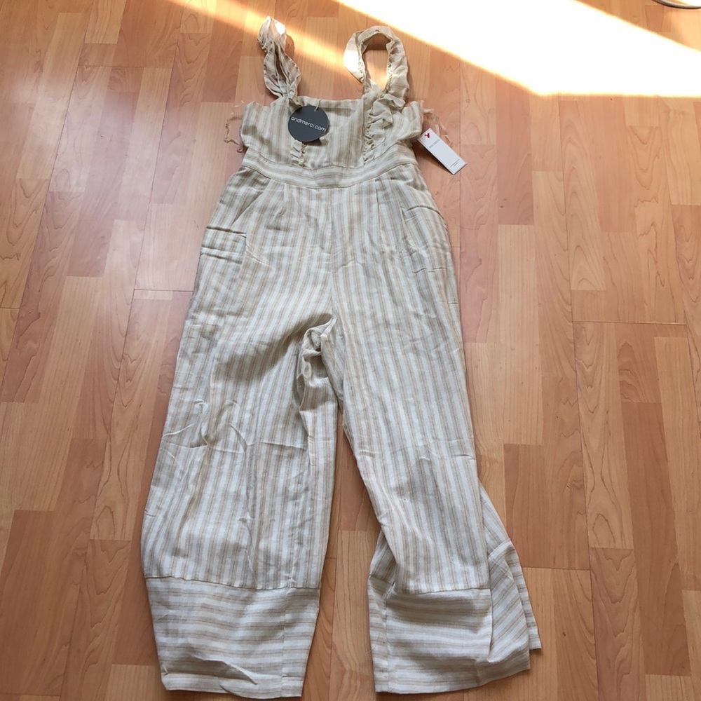 For The Love Of Stripes Taupe Striped Jumpsuit